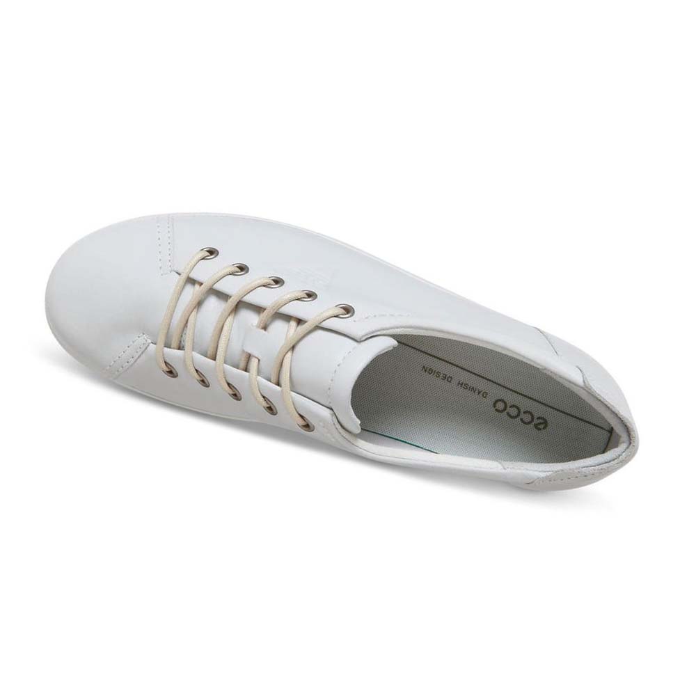 Women's Ecco Soft 2.0 Tie Sneakers White | USA 231HAP